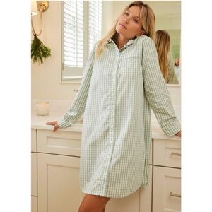 LAKE poplin night dress in green gingham